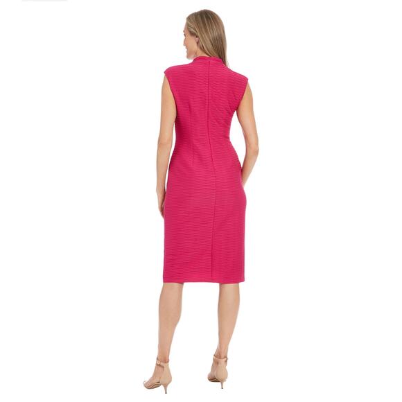 NWT London Times Mockneck Front Side Ruched Midi Dress Size 10 - Picture 2 of 13
